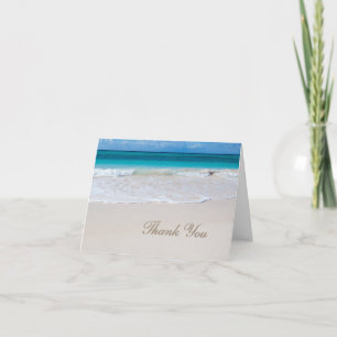 Remerciements Carte de remerciement de mariage sur la plage blan