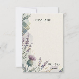 Remerciements Carte de remerciement de mariage Tartan Thistle