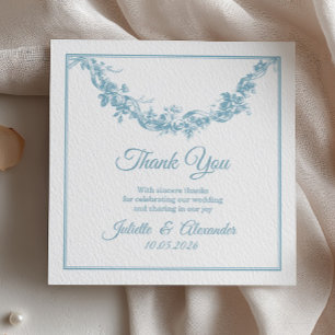 Remerciements Carte de remerciement de mariage Toile de Jouy ble
