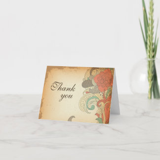Remerciements Carte de remerciement de mariage vintage rouge bru