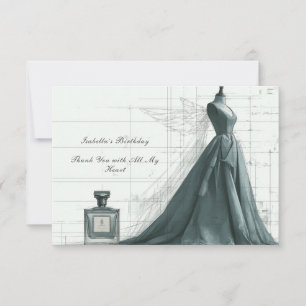 Remerciements Carte de remerciement de mode élégante – Robe et p