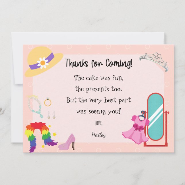 Remerciements Carte de remerciement de mode pour s'habiller (Devant)