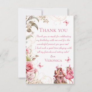 Remerciements Carte de remerciement de naissance de fée Floral r