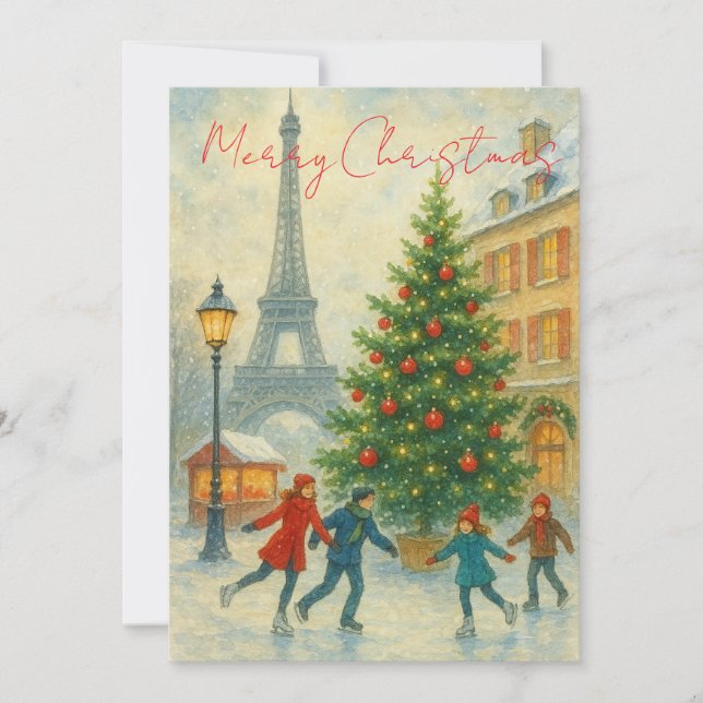 Remerciements Carte de remerciement de Noël à Paris - Tour Eiffe (Devant)