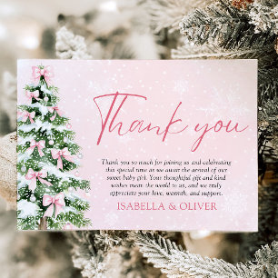 Remerciements Carte de remerciement de Noël Arbre aux Nœuds Rose