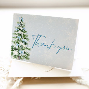 Remerciements Carte de remerciement de Noël Arbre aux rubans ble