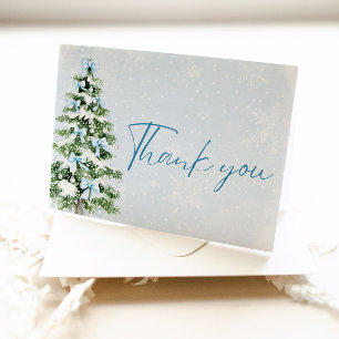 Remerciements Carte de remerciement de Noël Arbre aux rubans ble