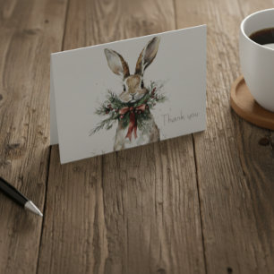 Remerciements Carte de remerciement de Noël Bunny Woodland