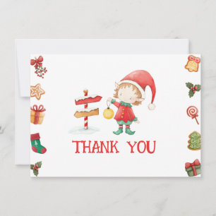 Remerciements Carte de remerciement de Noël de l'elfe du Père No