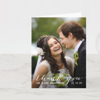 Remerciements Carte de remerciement de photo de mariage à écritu