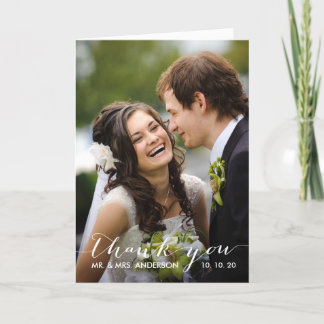 Remerciements Carte de remerciement de photo de mariage à l'écri