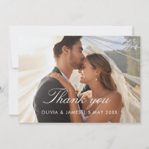 Remerciements Carte de remerciement de photo de mariage avec let
