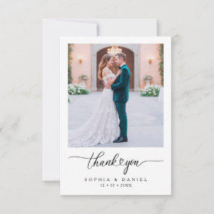 Remerciements Carte de remerciement de photo de mariage blanc mi