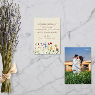 Remerciements Carte de remerciement de photo de mariage de jardi