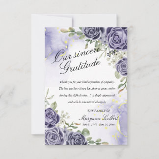 Remerciements Carte de remerciement de sympathie florale indigo