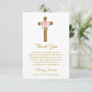Remerciements Carte de remerciement de sympathie Rose Cross