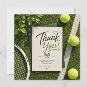 Remerciements Carte de remerciement de tennis raquette et balle