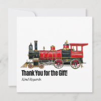 Carte de remerciement de train vintage esthétique