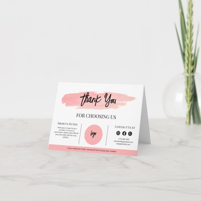 Remerciements Carte de remerciement d'entreprise Insert Packagin (Devant)