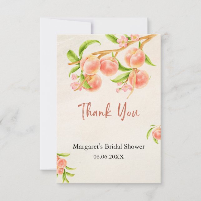 Remerciements Carte de remerciement "Doux comme une pêche" (Devant)