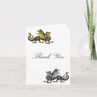 Carte de Remerciement Dragon Or Argent
