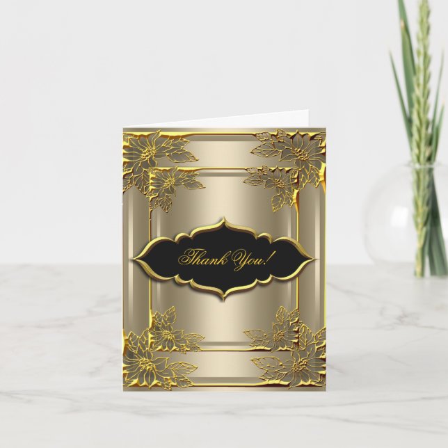 Remerciements Carte de remerciement Élégant Café Or Noir (Devant)