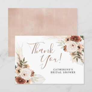 Remerciements Carte de remerciement élégante beige boho herbe de