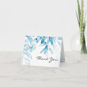 Remerciements Carte de remerciement élégante en bleu avec fleurs