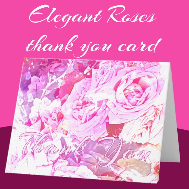 Remerciements Carte de remerciement élégante et romantique aux r (Romantic Rose Blooms thank you card)