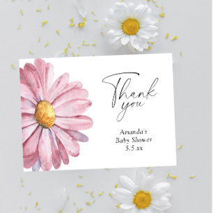 Remerciements Carte de remerciement élégante Fleur sauvage rose