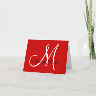 Remerciements Carte de remerciement élégante monogramme rouge