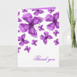 Remerciements Carte de remerciement élégante papillon violet de