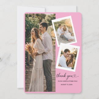 Remerciements Carte de remerciement élégante pour mariage en col