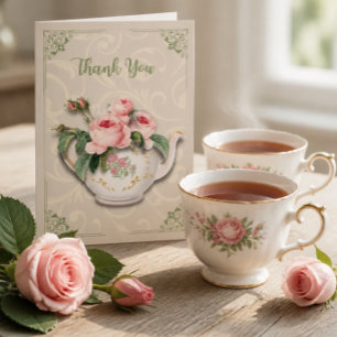 Remerciements Carte de remerciement élégante théière florale