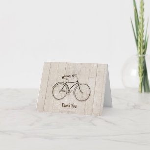 Remerciements Carte de remerciement en bois rustique de vélo vin