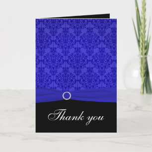 Remerciements Carte de remerciement en Damas bleu cobalt et noir
