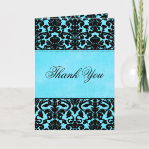 Remerciements Carte de remerciement en damas bleu et noir