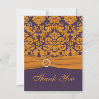 Remerciements Carte de remerciement en damas violet et orange