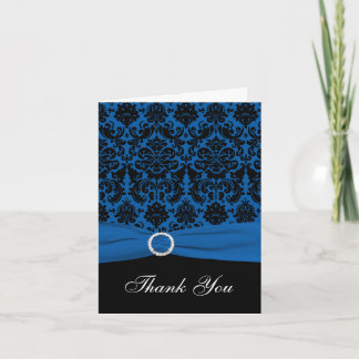 Remerciements Carte de remerciement en damassé bleu cobalt et no