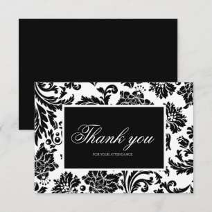 Remerciements Carte de remerciement en damassé noir et blanc