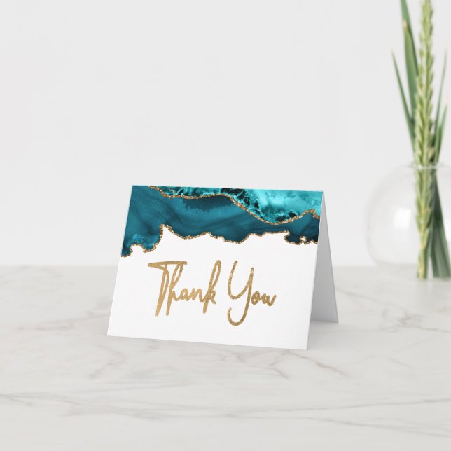 Remerciements Carte de remerciement en écriture dorée avec agate (Devant)