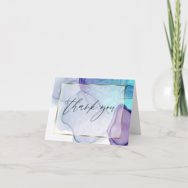 Remerciements Carte de remerciement en encre alcoolique abstrait (Devant)