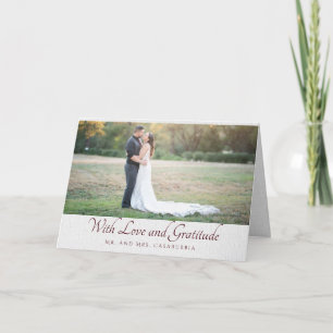 Remerciements Carte de remerciement en lin blanc avec amour et g