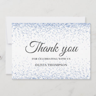 Remerciements Carte de remerciement en paillettes bleues pour la