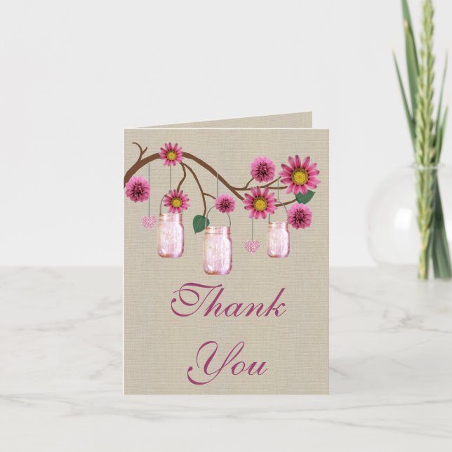 Remerciements Carte de remerciement en pot de fleurs rustique en (Devant)