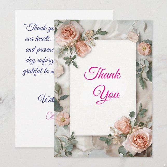 Remerciements Carte de remerciement EverBloom Mariage Elegance (Devant / Derrière)