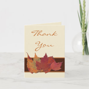Remerciements Carte de remerciement feuilles séchées orange marr