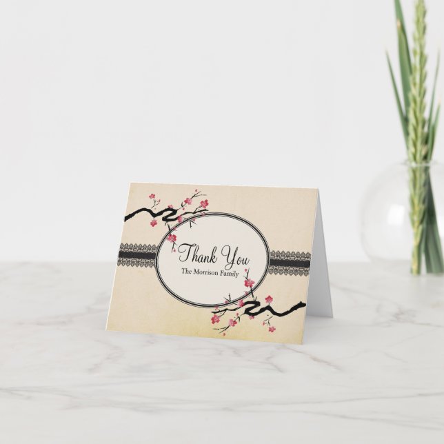 Remerciements Carte de remerciement Fleur de cerisier japonaise  (Devant)