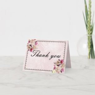 Remerciements Carte de remerciement Fleur de Lys Marbre Rose