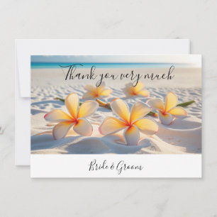 Remerciements Carte de remerciement Fleur de Plumeria sur le sab